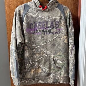 Cabela's Woodland Camo Hoodie with Purple Accents